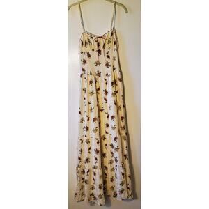 Pretty Garbage Flourish Allegra Tiered Sz S Maxi Dress Floral Cream Y2K Cottage